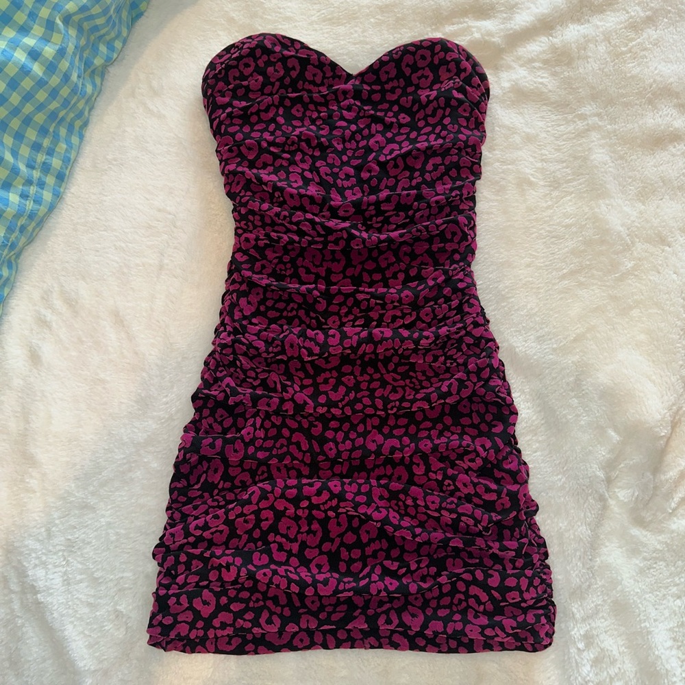 Revolve Leopard Strapless Mini Dress